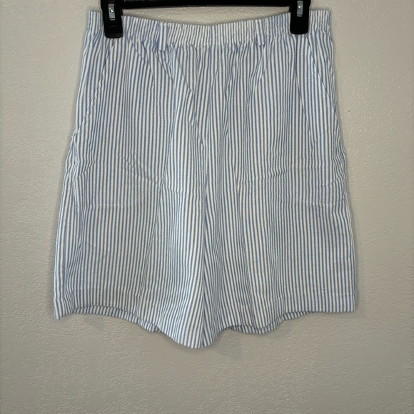 Vintage blair womens walking shorts striped Blue cotton Sz‎ Medium pull on 80s - Picture 3 of 8